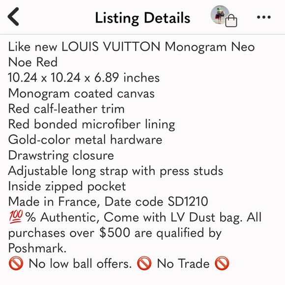 LOUIS VUITTON Monogram Neo noe Red / Neonoe - Picture 12 of 12